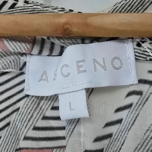 Asceno London x Amelia Graham Silk Kimono Midi Retro Bolt Print Dress in Black - Picture 11 of 13